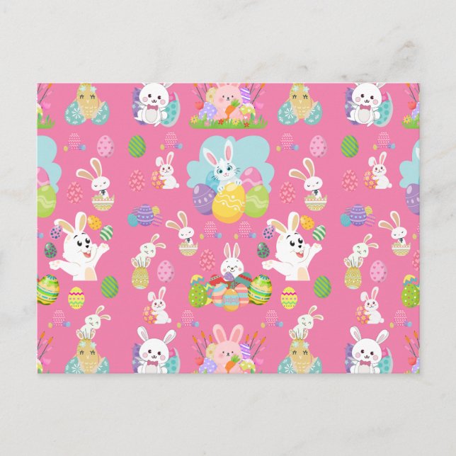 Cartão Postal De Festividades Dia do felz pascoa - Padrões Engraçados E Ovos (Frente)
