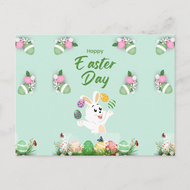Cartão Postal De Festividades Dia do felz pascoa - Páscoa Engraçado De Coelhinho (Frente)