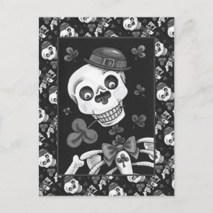 CARTÃO POSTAL DE FESTIVIDADES DIA DO LEPRECHAUN MORTO, RUA. PADDY'S DAY SKULL