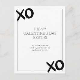 Cartão Postal De Festividades Dia do XOXO Bestie Galentine, preto e branco