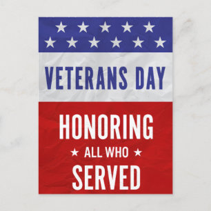 Cartão Postal De Festividades Dia dos Veteranos - Honrando todos os que serviram