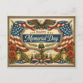 Cartão Postal De Festividades Dia dos Veteranos Patriótico Vintage