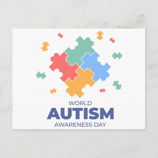 Cartão Postal De Festividades Dia Mundial da Consciência do Autismo (Frente)