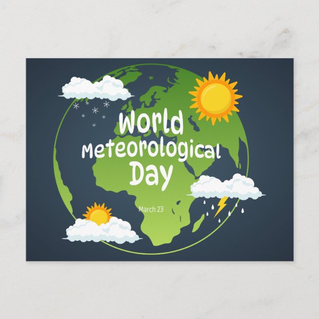 Cartão Postal De Festividades Dia Mundial da Meteorologia (Frente)