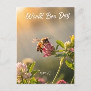 Cartão Postal De Festividades Dia Mundial das Abelhas Arte Floral Abelha Melífer