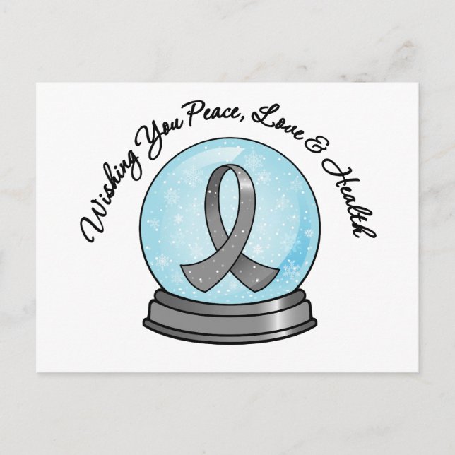 Cartão Postal De Festividades Diabetes Fita Feliz Natal Globe (Frente)