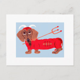 Cartão Postal De Festividades Diabo Dachshund