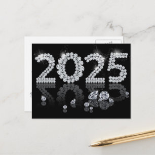 Cartão Postal De Festividades Diamantes Brilhantes do Luxo Ano Novo 2025