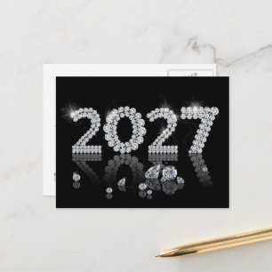 Cartão Postal De Festividades Diamantes Luxuosos Brilhantes Ano Novo 2027