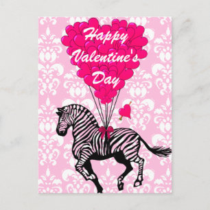 Cartão Postal De Festividades Dias de os namorados de zebra divertida