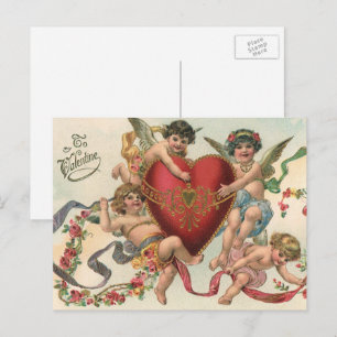 Cartão Postal De Festividades Dias de os namorados Vitorianos da Vintage, Coraç