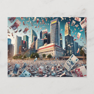 Cartão Postal De Festividades Dinheiro Chover Em Cingapura - Cartaz de Prosperid