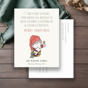 Cartão Postal De Festividades Dinheiro Divertido Abundância de Caixa Papai Noel