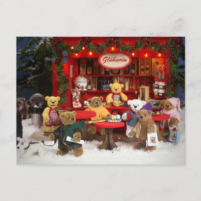 Cartão Postal De Festividades Dinky Bears Christmas Fair (Frente)