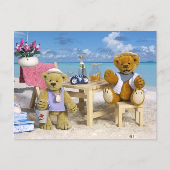 Cartão Postal De Festividades Dinky Bears on Holiday (Frente)