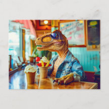 Dino Eating Sorvete em Café