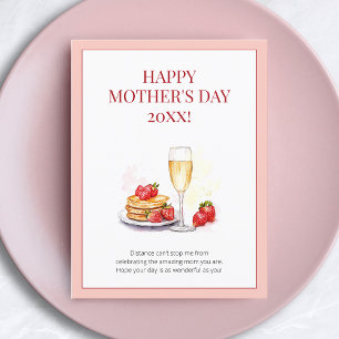 Cartão Postal De Festividades Distância Longa da Aquarela Rosa-Rosa-Dia de as mã