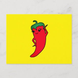 Cartão Postal De Festividades Diva Pimenta Vermelha Kawaii