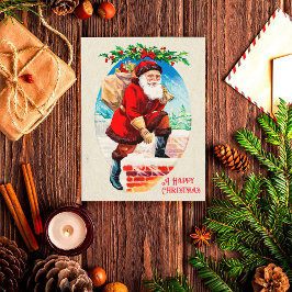 Cartão Postal De Festividades Diversão Festiva Vintage Papais noeis vitorianos p