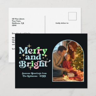 Cartão Postal De Festividades Diversão Gelada Natal Alegre e Brilhante Retrô