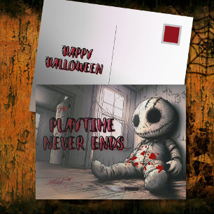 Cartão Postal De Festividades Diversão Nunca Acaba Boneca Assustadora Halloween