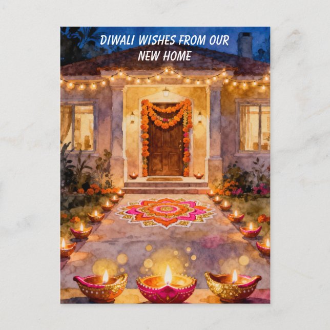 Cartão Postal De Festividades Diwali New Home Wishes (Frente)