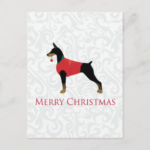 Cartão Postal De Festividades Doberman Pinscher Dog Feliz Design de Natal