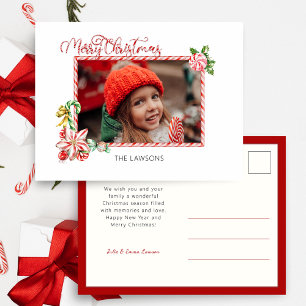 Cartão Postal De Festividades Doce de Natal Festivo Cana de Açúcar Feliz Natal U