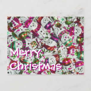 Cartão Postal De Festividades Doce Neve Rosa Feliz Natal Horizontal