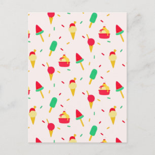 Cartão Postal De Festividades Doce Verão Divertido Sorvete Arco-Íris Sprinkles