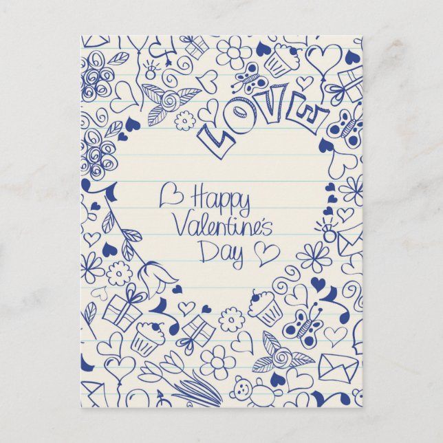 Cartão Postal De Festividades Dodles de feliz dia de os namorados! (Frente)