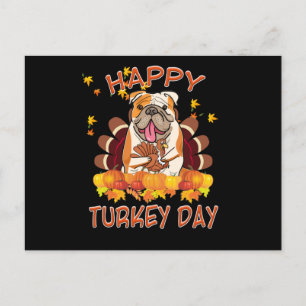 Cartão Postal De Festividades Dog Lovers Happy Turkey Day Funny Bulldog