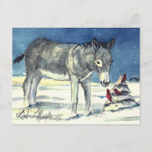 Cartão Postal De Festividades Donkey For Christmas Post Card