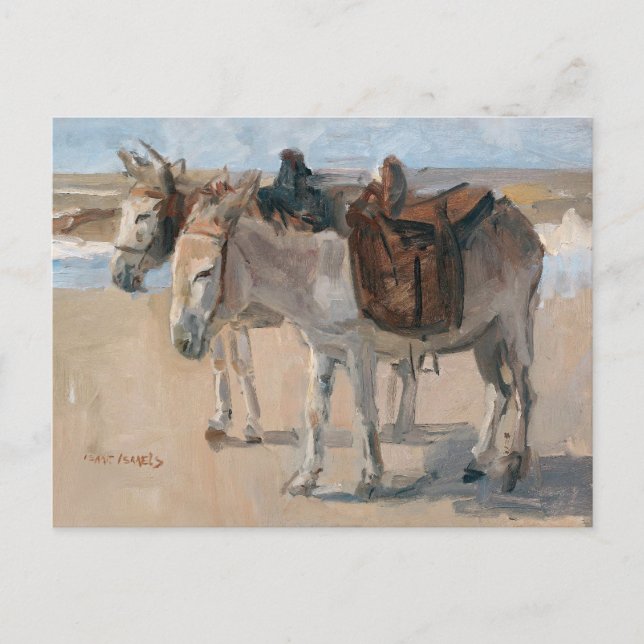 Cartão Postal De Festividades Donkeys at the Beach Postcard (Frente)