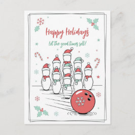 Cartão Postal De Festividades Doodle Christmas Bowling Holiday Greeting Cards
