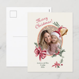 Cartão Postal De Festividades Dourado Bells Arcos Rosa Foto Natal