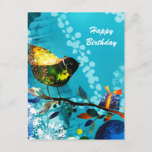 Cartão Postal De Festividades Dourado Elegante Feliz Deseja Aquarela