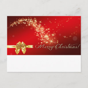 Cartão Postal De Festividades Dourado Glitter Feliz Natal