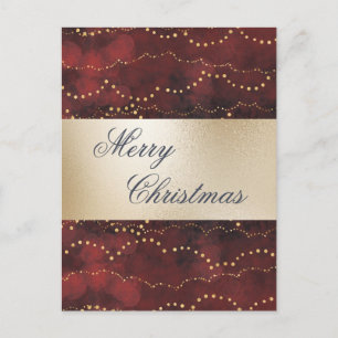 Cartão Postal De Festividades Dourado Red Elegante Metálico Feliz Natal