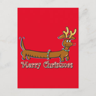 Cartão Postal De Festividades Doxie-Feliz-Natal