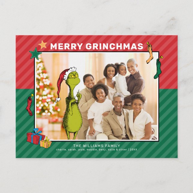 Cartão Postal De Festividades Dr. Seuss | Foto da Família Grinch (Frente)