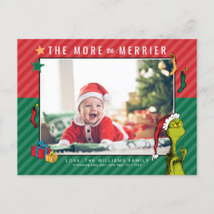 Cartão Postal De Festividades Dr. Seuss Grinch Nova Foto de Bebê Feriado