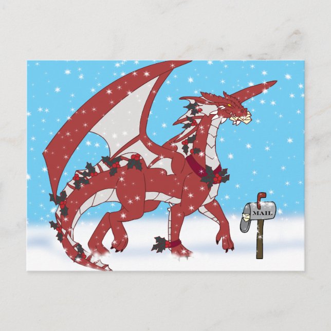 Cartão Postal De Festividades Dragão de Natal (Frente)