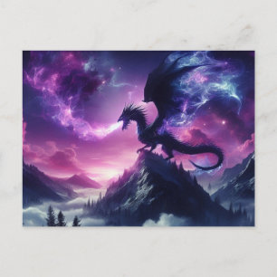 Cartão Postal De Festividades Dragão Étero Medieval Escuro