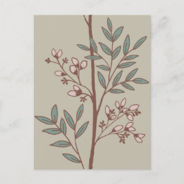 Cartão Postal De Festividades Dreamy Petals on Branches L verde rosa bege