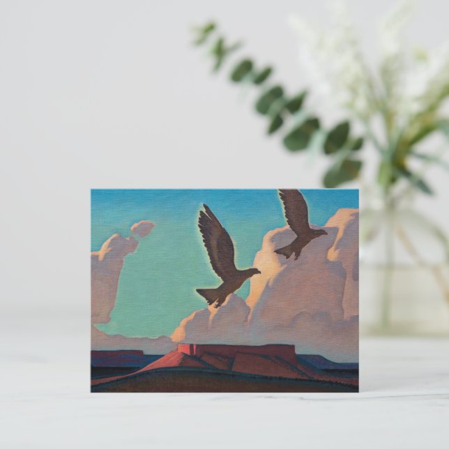Cartão Postal De Festividades Duas Águias por Maynard Dixon (Em pé/Frente)