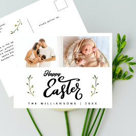 Cartão Postal De Festividades Duas Fotografias Mínimas de Script Chic do felz pa