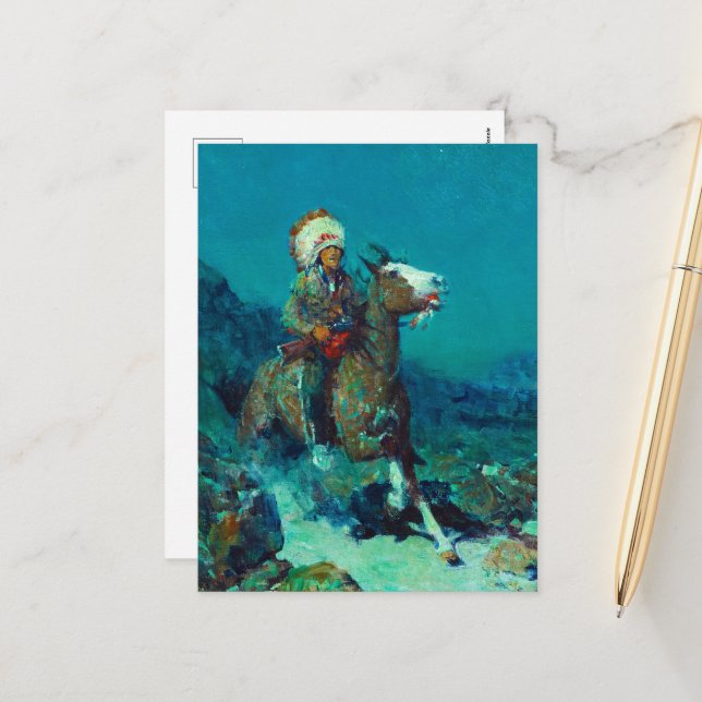 Cartão Postal De Festividades Duas luas por Frank Tenney Johnson (Frente/Verso In Situ)