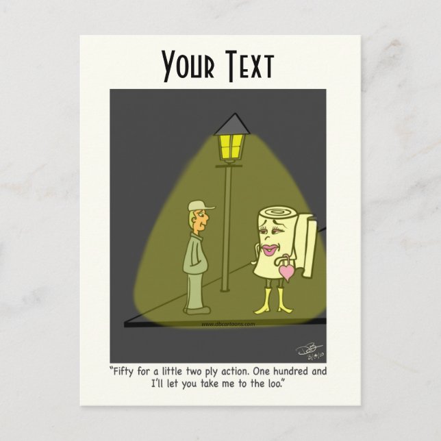 Cartão Postal De Festividades Duas Placas de Posto de Cartoon Engraçadas (Frente)