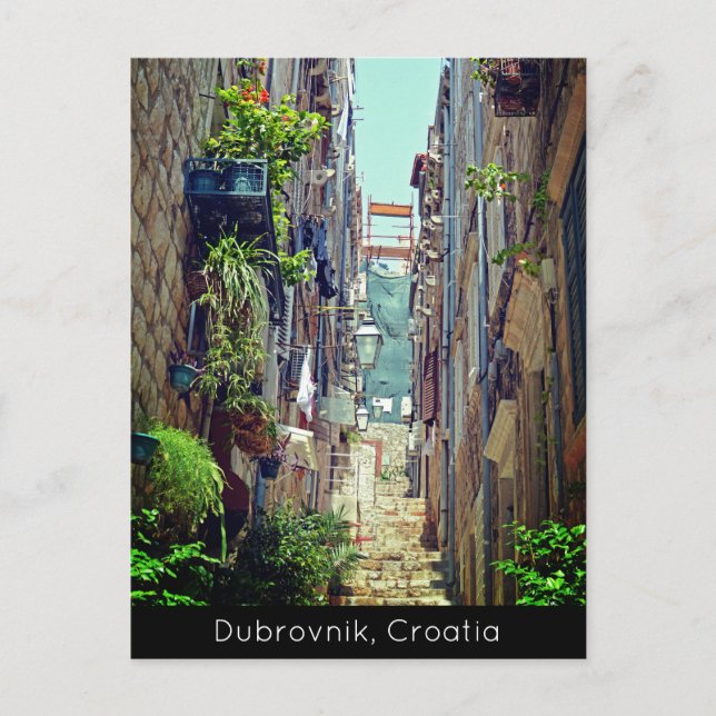 Cartão Postal De Festividades Dubrovnik Dentro, as antigas muralhas da cidade (Frente)